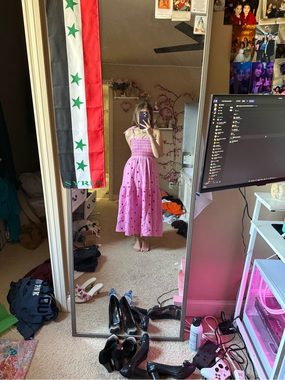 y2k vintage pink floral dress